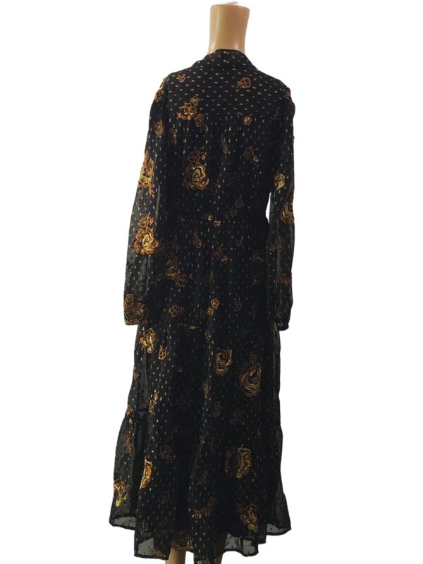 Express Black with Gold Roses & Sequence Size M Dress - Image 3