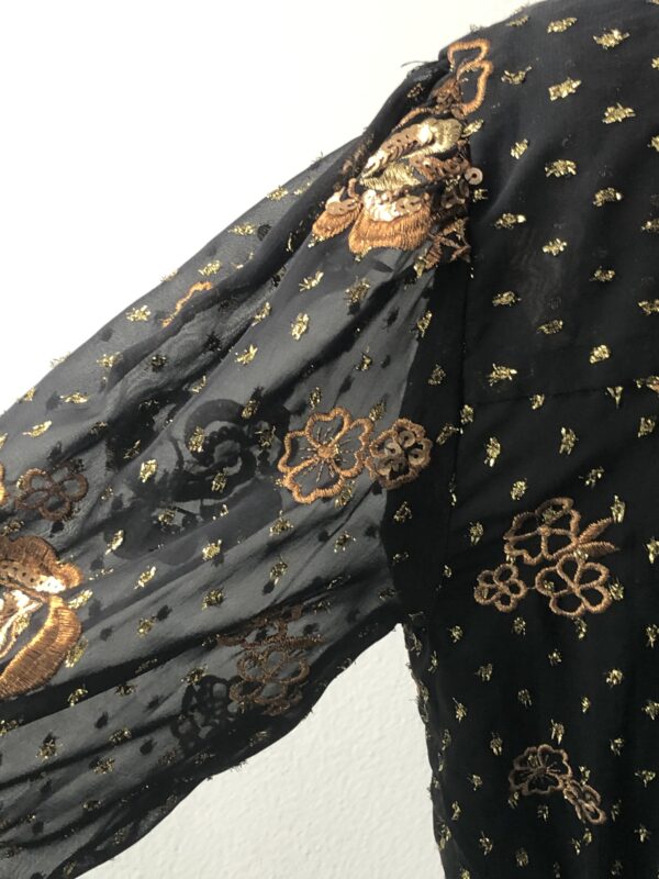 Express Black with Gold Roses & Sequence Size M Dress - Image 6