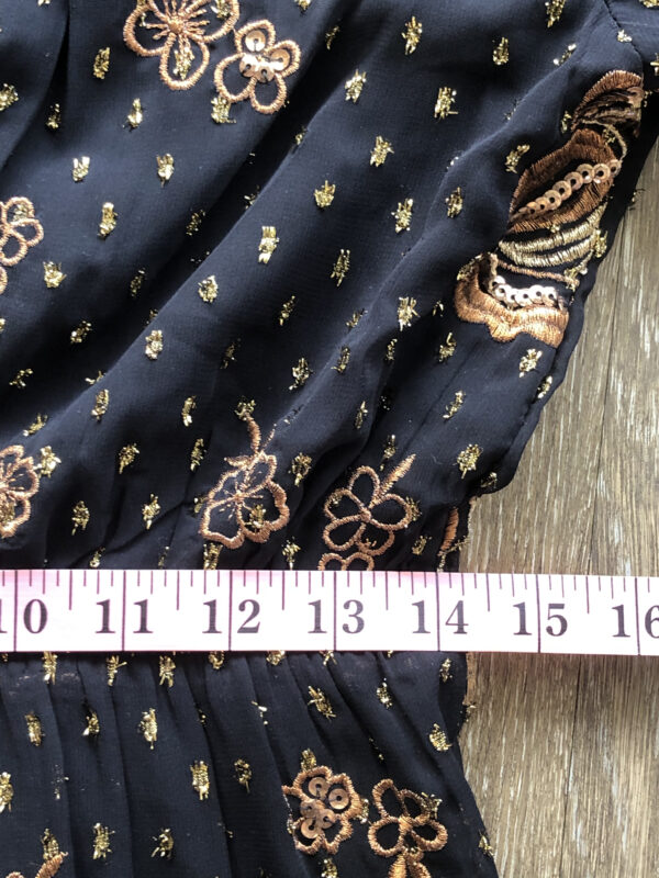 Express Black with Gold Roses & Sequence Size M Dress - Image 2