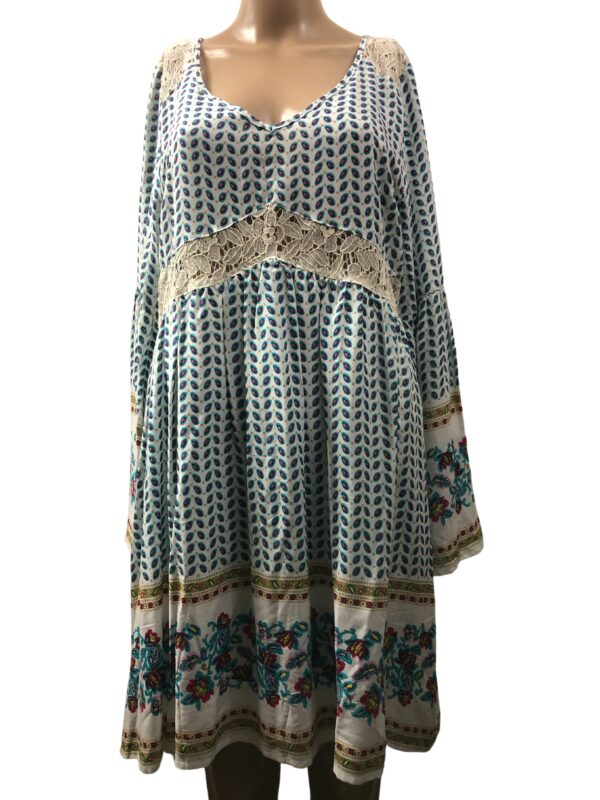 Entro Paisley and Lace Floral Print Size L Babydoll Dress