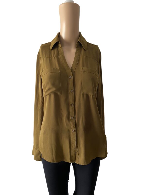 Express Olive Green Portofino Slim XS Blouse