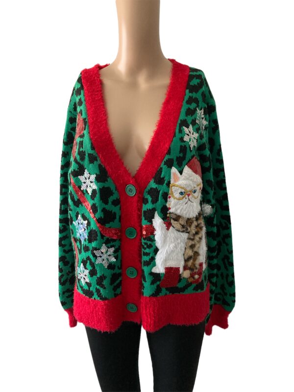 33 Degrees Angry Cat Ugly Christmas Size M Sweater