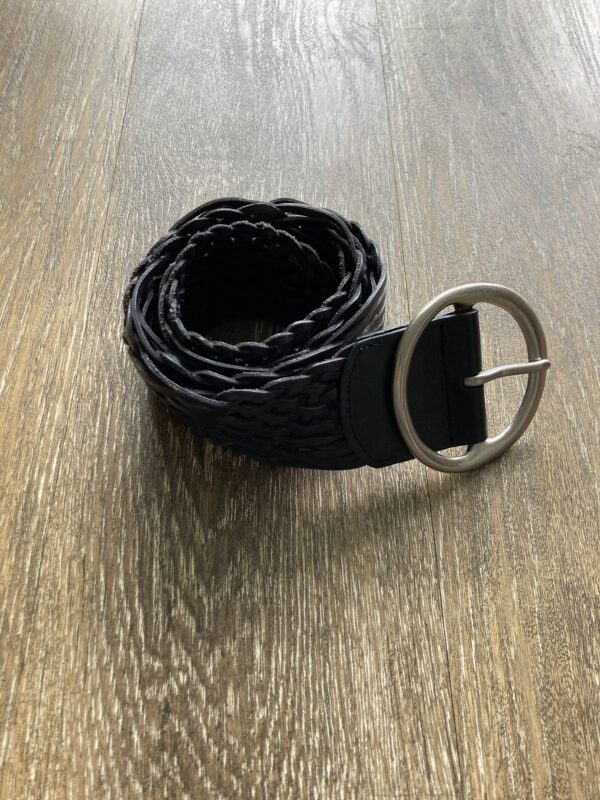 Fossil Black Leather Braided Woven Size M Belt - Image 2