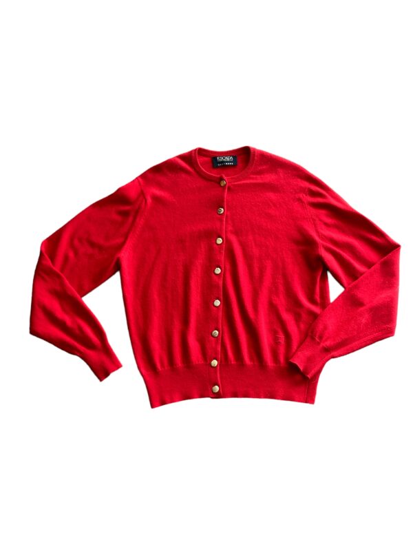 Escada Margaretha Lev Red Cashmere Button-down Sweater Size 40 - Image 4