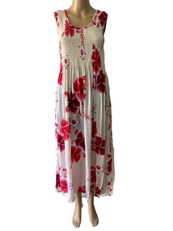 India Boutique Fuchsia and White Hawaiian Maxi Size S-L Dress