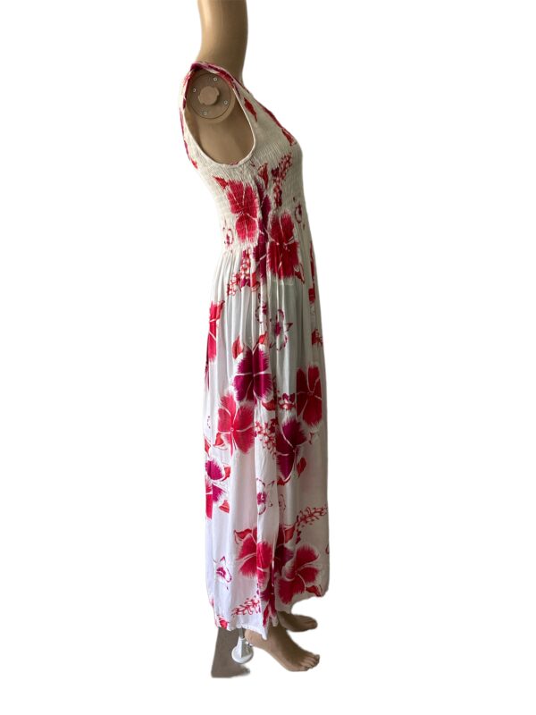 India Boutique Fuchsia and White Hawaiian Maxi Size S-L Dress - Image 2