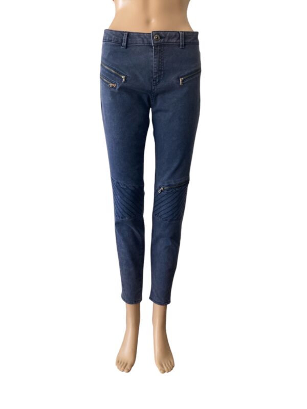 Zara Z1975 Moto Style Size 8 Skinny Denim Mid Rise Jeans