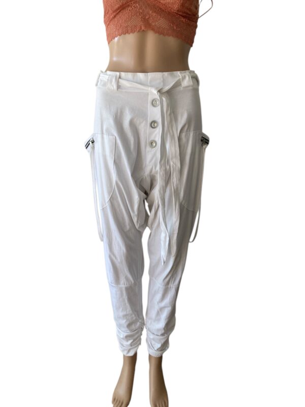 Harem White Size S-L Cargo Baggy Thailand Pants