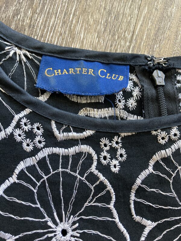 Charter Club Size S-M Floral Linen Blend Embroidered Top - Image 5