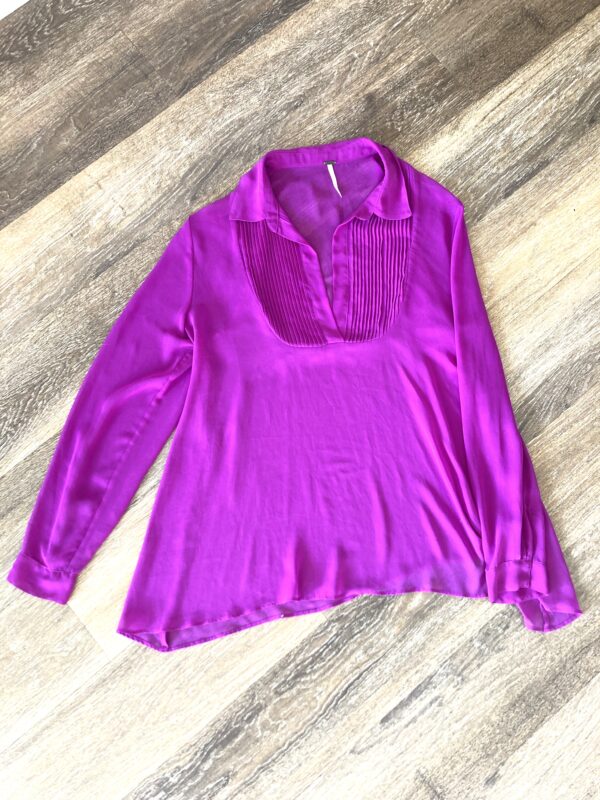 Free People Georgette Size S Fuchsia Blouse - Image 4