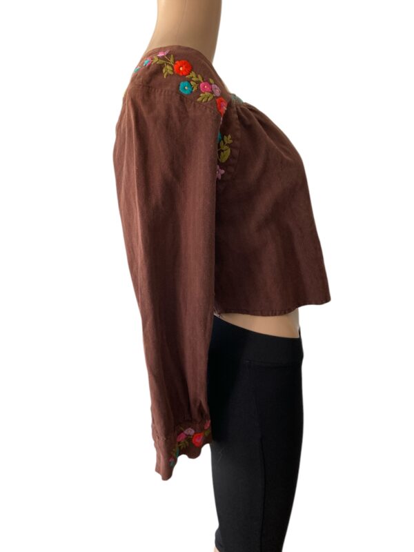 Embroidered Square Neckline Cropped Bohemian XS/S Top - Image 2