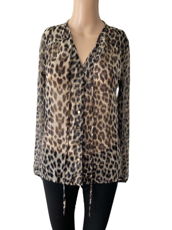 Vero Moda Button-Down Sheer XS Animal Print Blouse