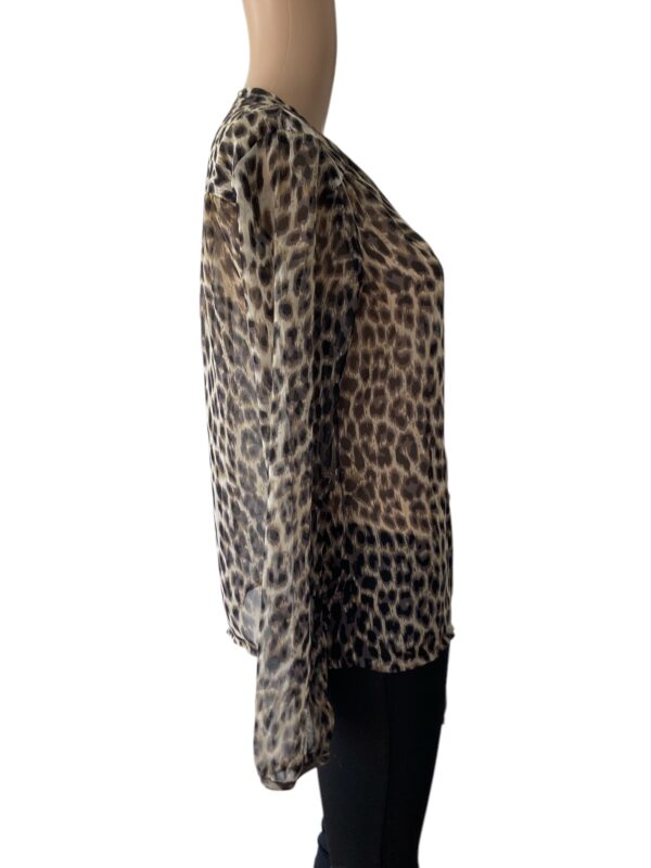 Vero Moda Button-Down Sheer XS Animal Print Blouse - Image 2