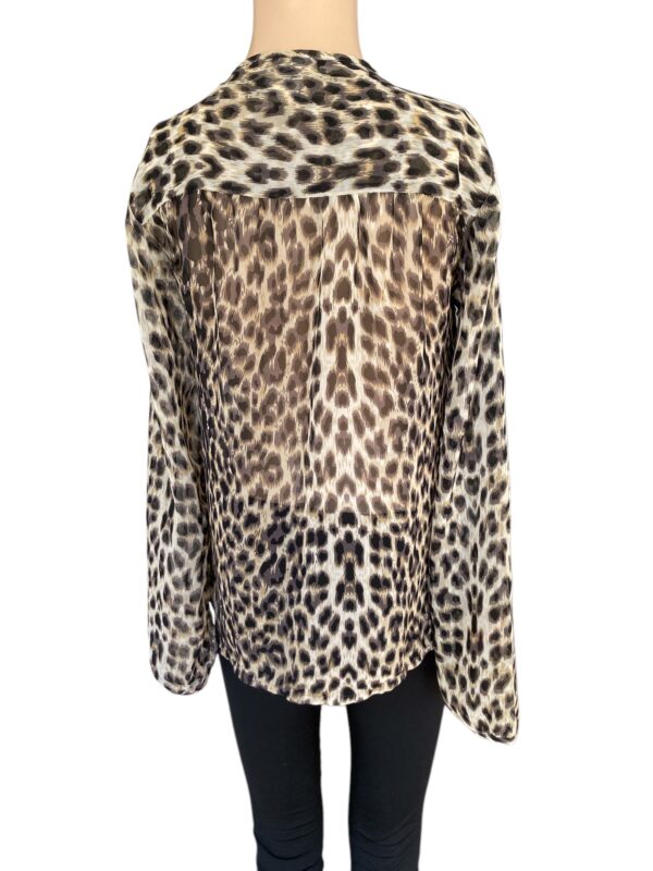 Vero Moda Button-Down Sheer XS Animal Print Blouse - Image 3